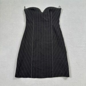 Zara Black Strapless Pinstripe Mini Dress